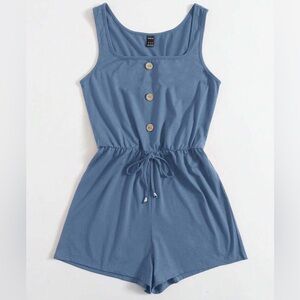 Blue Sleeveless Button-Front Romper 💙